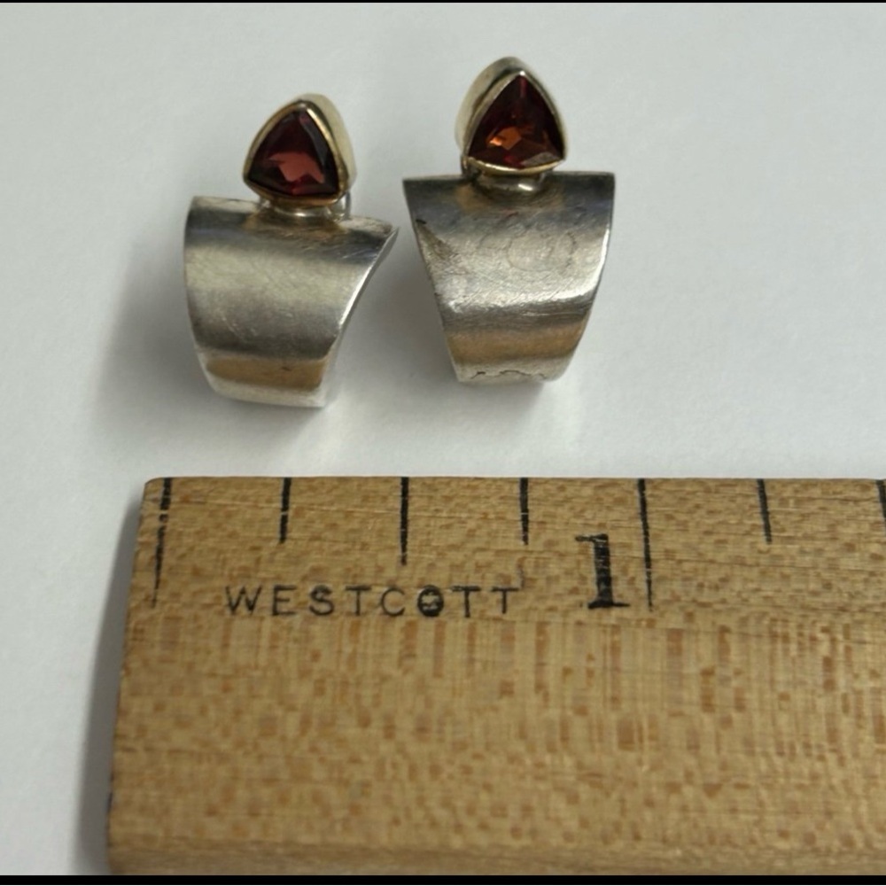 Vintage Michou Sterling Silver
22K Gold Vermeil pear stud posted earrings - Picture 5 of 8
